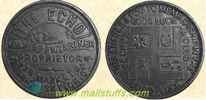swastika good luck coins of American private organizations