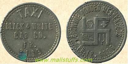 swastika good luck coins of American private organizations