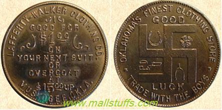 Swastika good luck coins of american clothing stores-Part 1