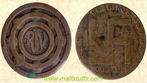 Swastika good luck coins of american manufacturing industry