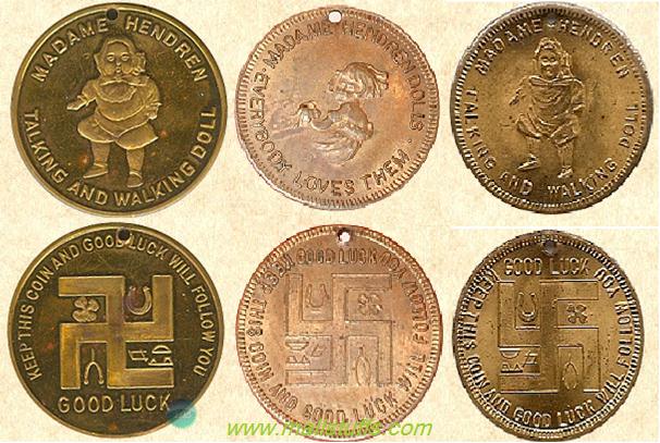 Swastika good luck coins of american recreation industry